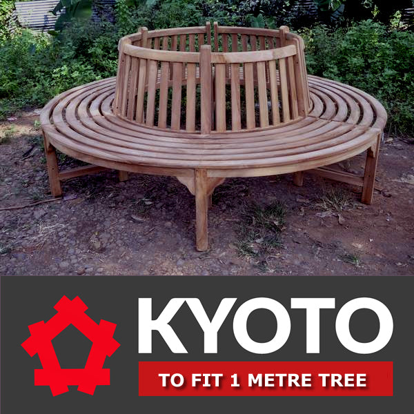 Teak Tree Bench Round to fit 1 Metre Tree Base Three Sections