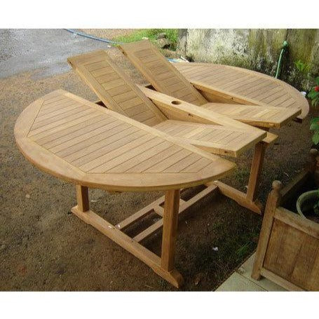 4-8 Seat 1.8m Teak Double Extending Round Garden Table